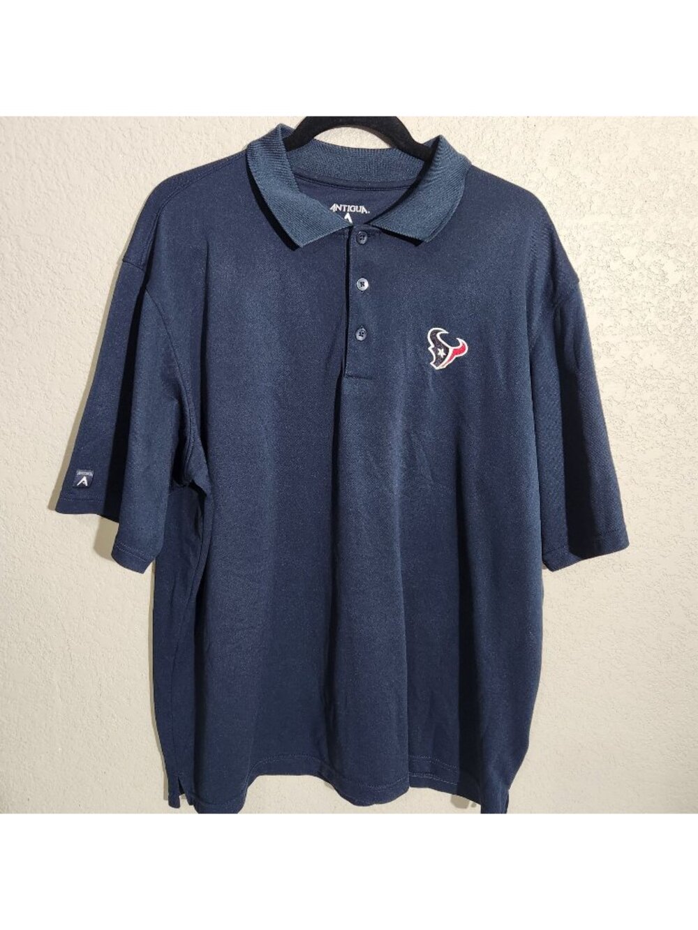 Antigua Polo Shirt Mens Large Navy Blue Houston Texans Logo Classic Fit